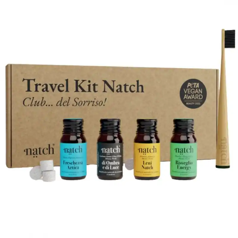 Pagamento Sicuro Natch Travel Kit Viaggio 4 Dentifrici in Tavolette + 1 Spazzolino in Bambù