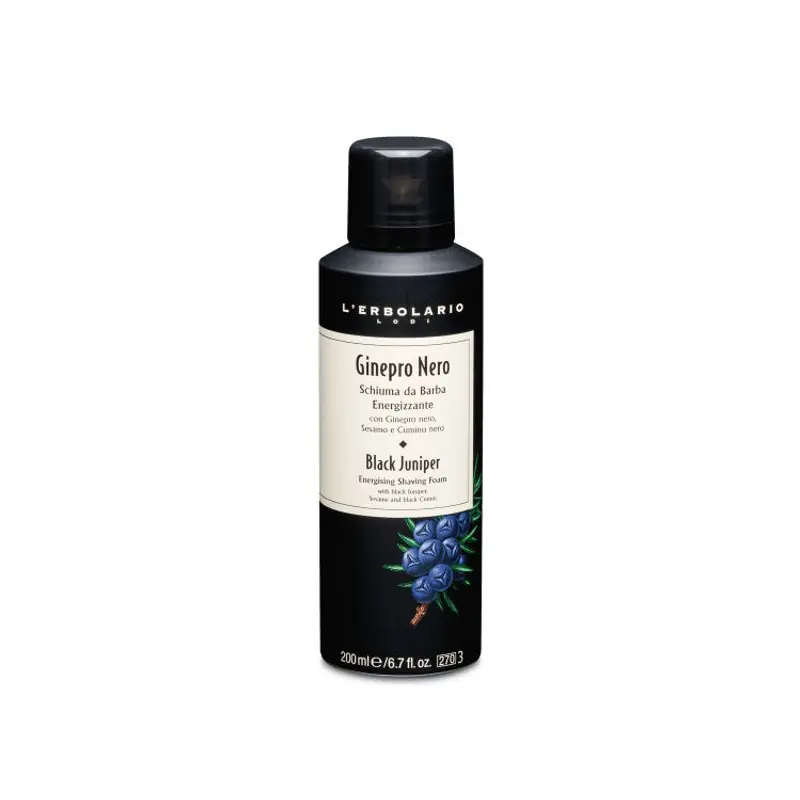 L'Erbolario Ginepro Nero Schiuma Barba Energizzante per Rasatura Delicata 200 ml Più Venduto