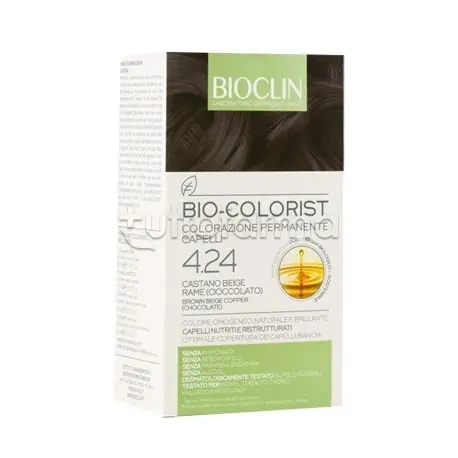 Solo Oggi Bioclin Bio-Colorist 4.24 Castano Beige Rame Cioccolato per Colorazione Permanente Kit
