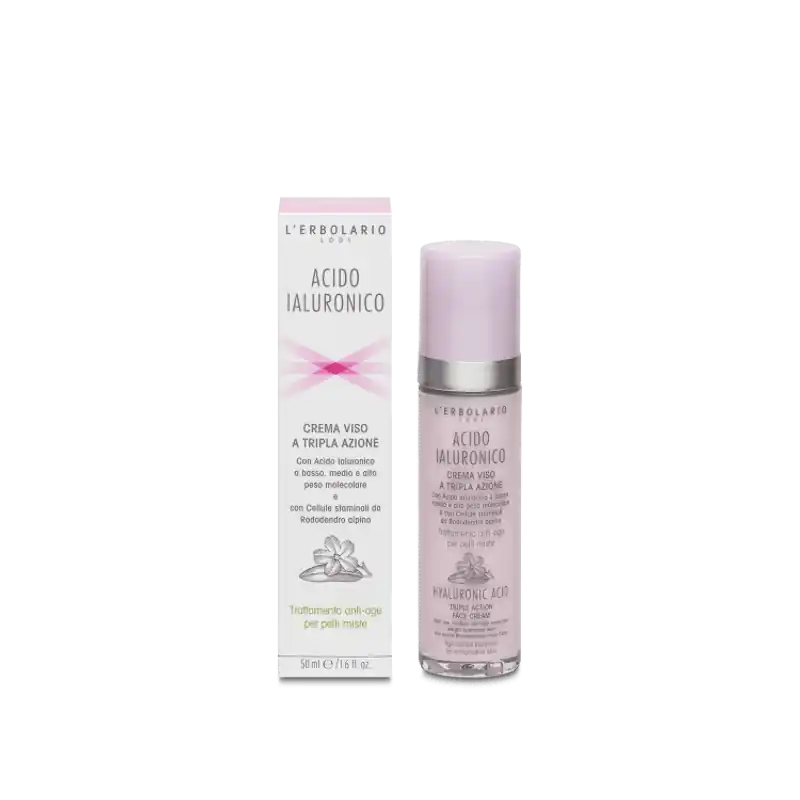 Moderno L'Erbolario Acido Ialuronico Crema Viso per Pelli Miste, Idratante e Purificante 50 ml