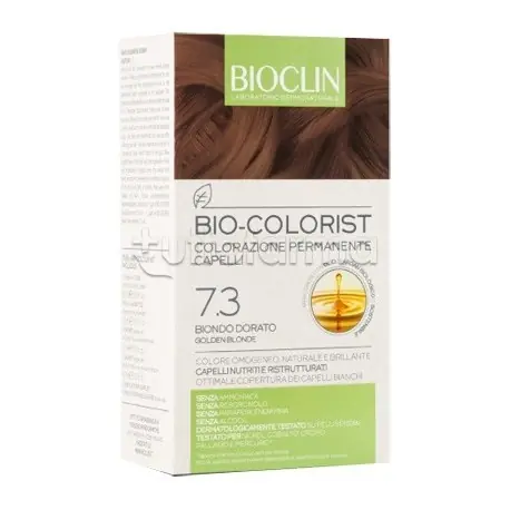 Garanzia Inclusa Bioclin Bio Colorist Tinta 7,3 Biondo Dorato per Colorazione Permanente Kit Completo