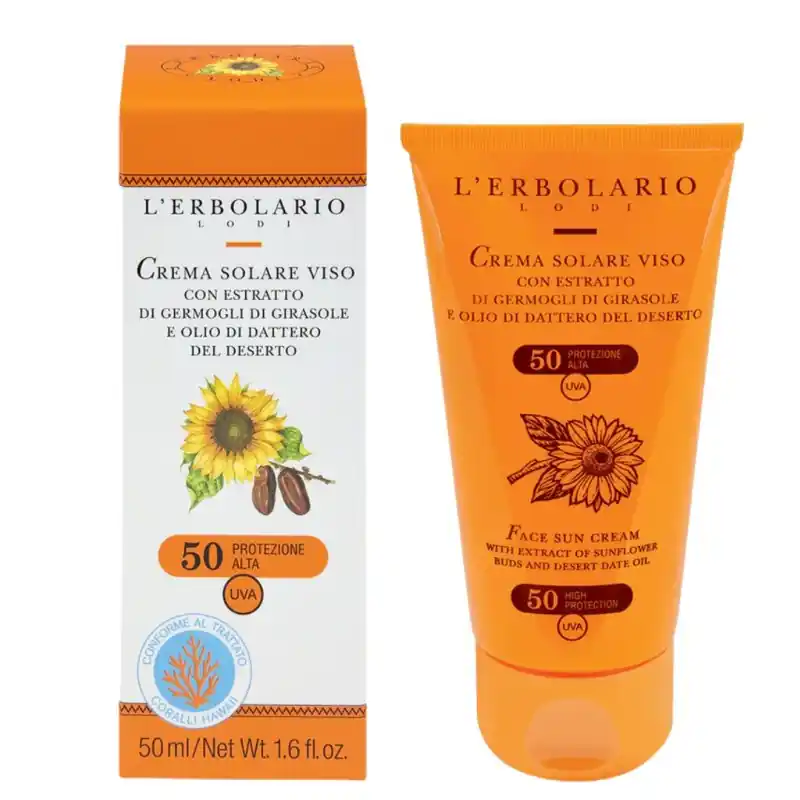 L'Erbolario Crema Solare Viso Protezione Alta SPF50 50ml Soddisfatti O Rimborsati