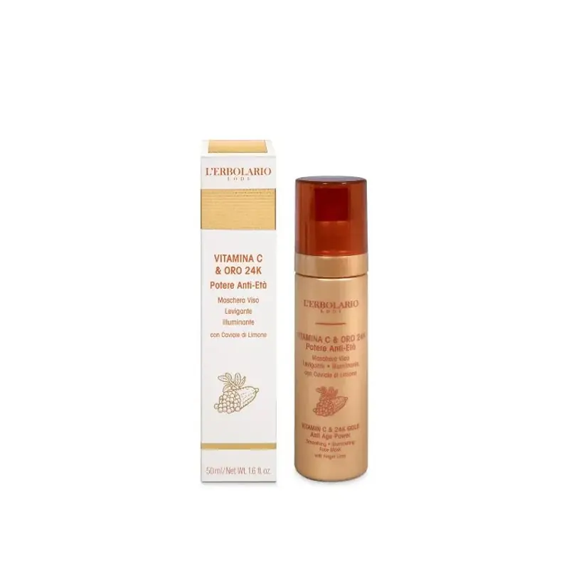 L'Erbolario Maschera viso levigante e illuminante vitamina C e oro 24K per pelle luminosa e uniforme 50 ml Saldi