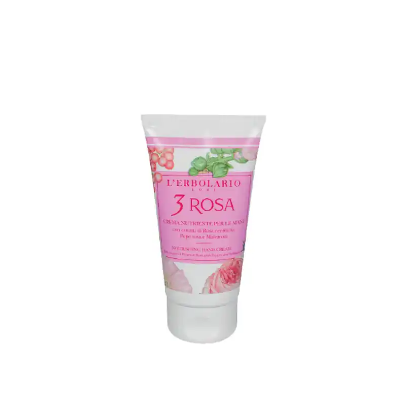Autentico L'Erbolario 3 Rosa Crema Mani Nutriente per Mani Morbide e Protette Tubo 75 ml