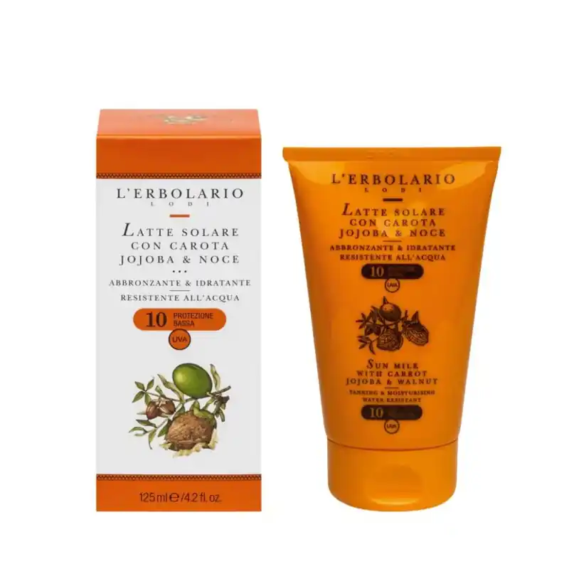 Bestseller L'Erbolario Latte Solare Abbronzante con Carota Jojoba e Noce SPF 10 125 ml