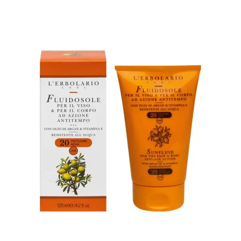 L'Erbolario Fluidosole Viso e Corpo Azione Anti-Tempo SPF 20 125 ml Spedizione Gratuita