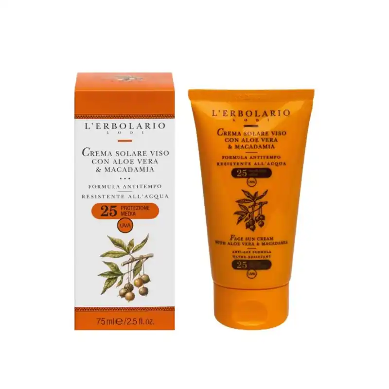 L'Erbolario Crema Solare Viso Anti-Tempo con Aloe Vera e Macadamia SPF 25 In Voga
