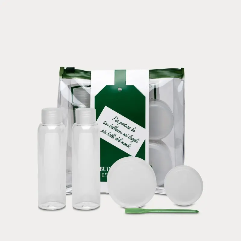 L'Erbolario Erbokit da Viaggio Set di Contenitori Vuoti e Spatola Kit da 4 Flaconi 1 Palettina Alta Qualità