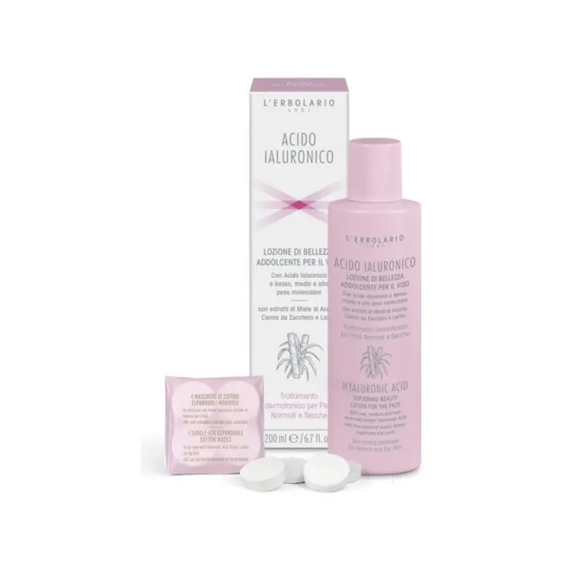 Lusso L'Erbolario Acido Ialuronico Lozione Addolcente Viso per Idratazione e Morbidezza 200ml