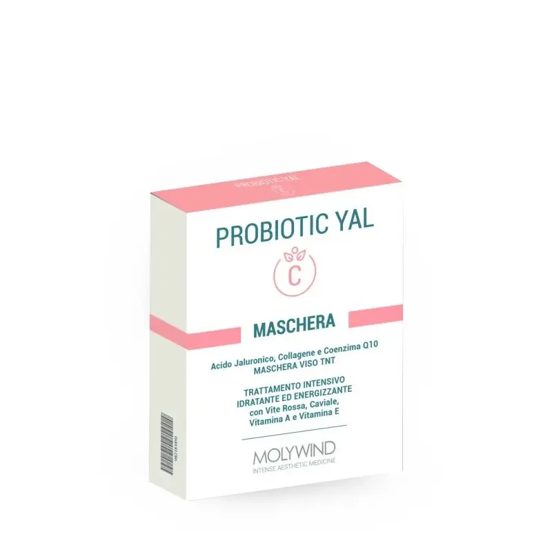 Blufarma Molywind Probiotic Yal C Maschera Antiaging per Pelle Giovane e Tonica 4 Bustine Autentico