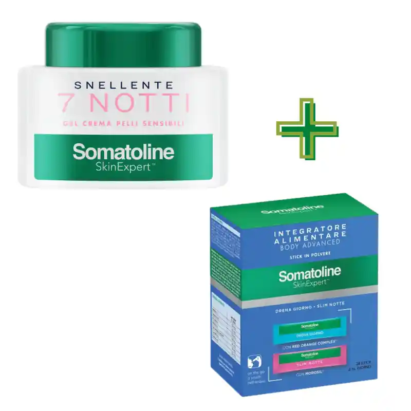 Somatoline 7 Notti Snellente + SkinExpert Integratore 28 Stick | Bundle Convenienza Prezzo Conveniente