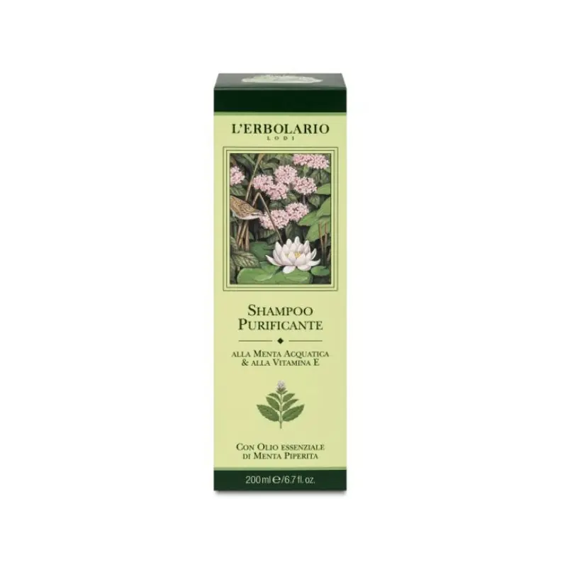 L'Erbolario Shampoo Purificante Menta e Vitamina E per Capelli Freschi e Puliti 200 ml Soddisfatti O Rimborsati