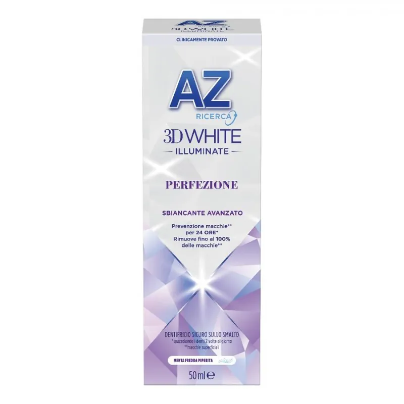 AZ Dentifricio 3DWhite Illuminate Perfezione 50ml: Dentifricio Sbiancante con Protezione 24 Ore Artigianale