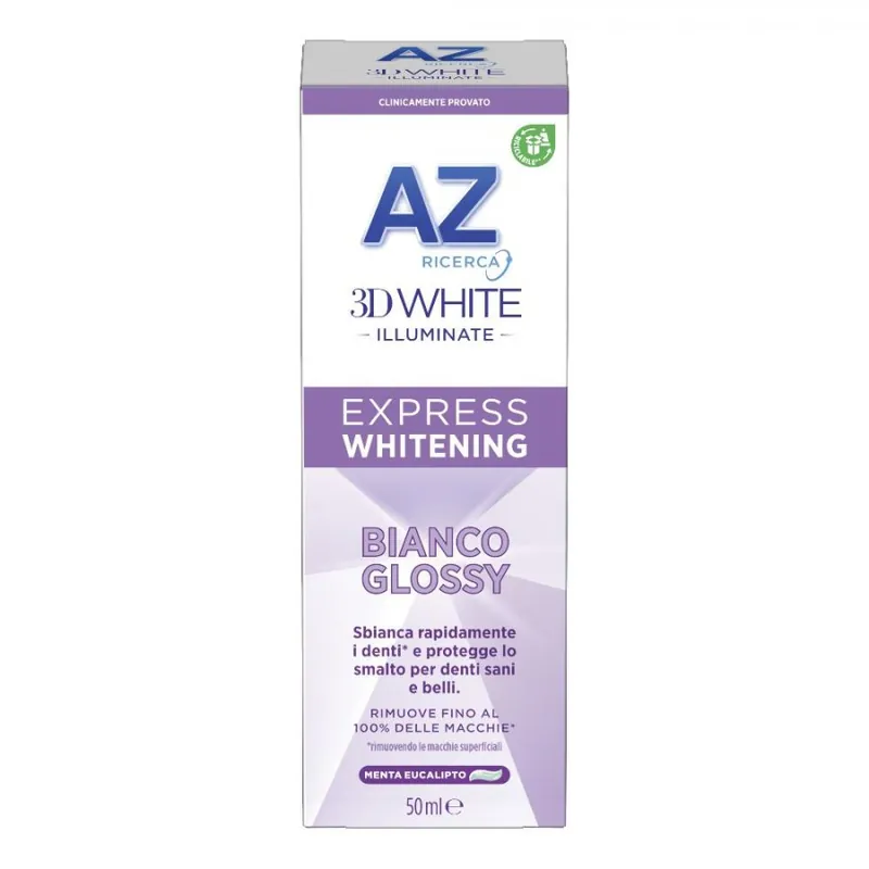 Artigianale AZ Dentifricio 3DWhite Illuminate – Sbiancante Bianco Glossy, 50ml
