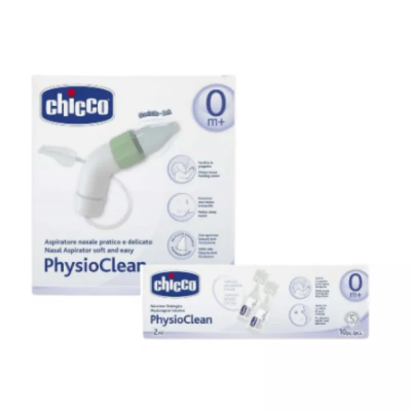 Ultime Pezzi Chicco Physio Clean Aspiratore Nasale + Soluzione Fisiologica