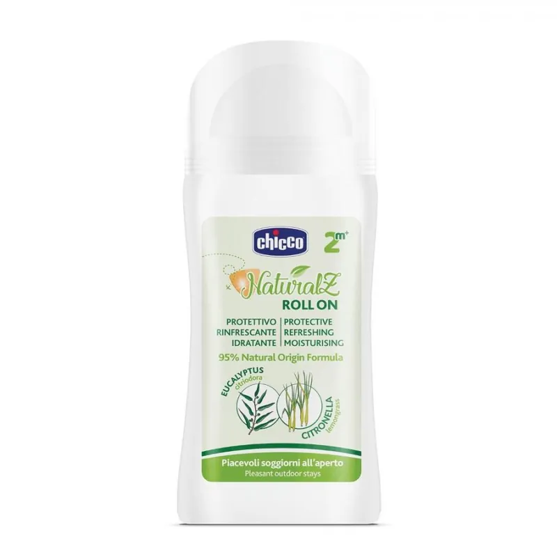Chicco Roll-On NaturalZ Antizanzare Protettivo&Rinfrescante 60ml 2 Anni+ - Per Piacevoli Soggiorni All'Aperto Di Tendenza