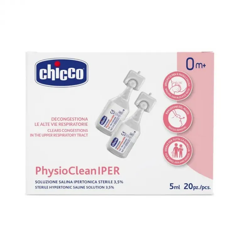 Chicco Soluzione Hypertonic 5ml 20 Pezzi 0 Mesi+ - Soluzione Salina Ipertonica Soddisfatti O Rimborsati