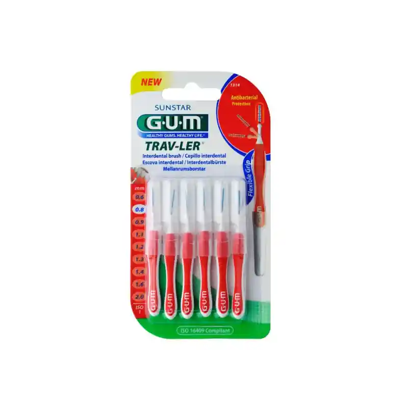 Di Marca Gum Trav-ler Scovolini Pro 0,8 mm per Placca 6 pezzi