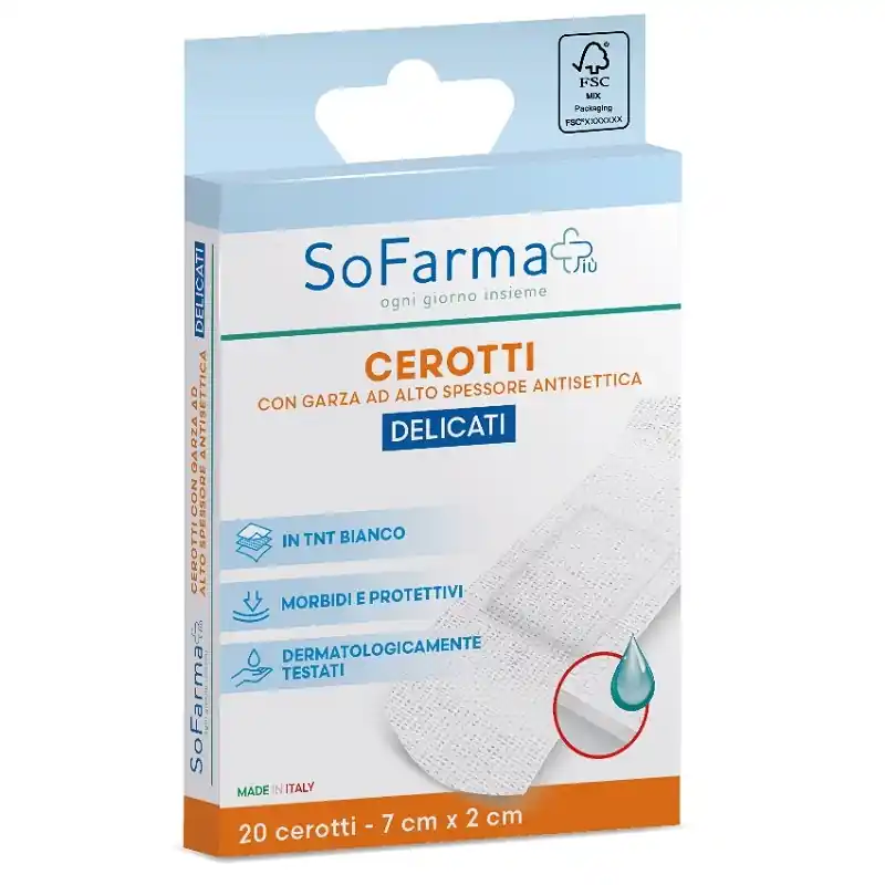 Prezzo Basso Sofarmapiù Cerotti Delicati per Protezione Ferite 20 Pezzi 7x2 Cm