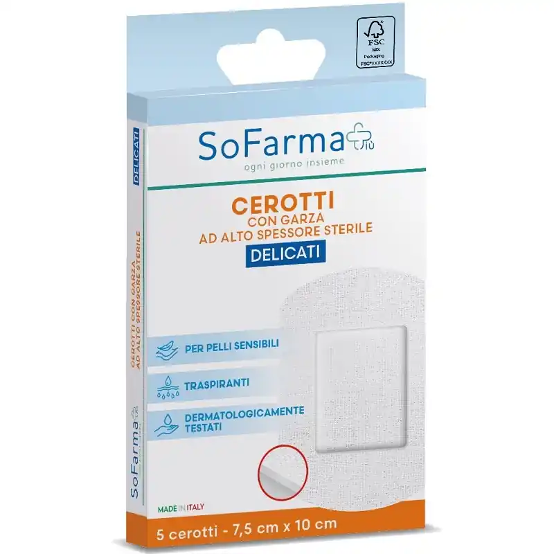 Spedizione Gratuita Sofarmapiù Cerotti Delicati per Ferite 7,5x10 cm 5 Pezzi
