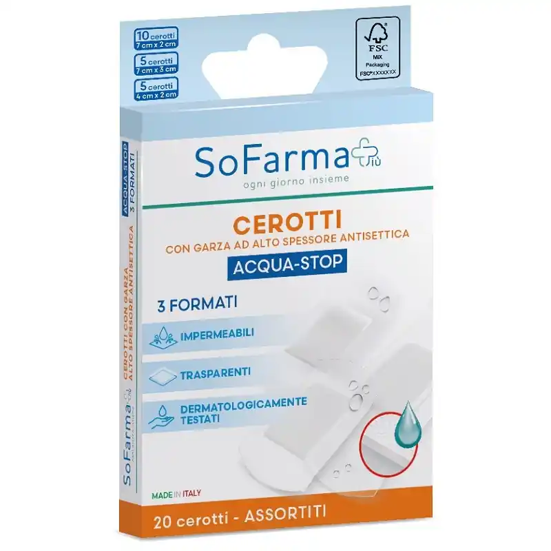 Prezzo Ridotto Sofarmapiù Cerotti Acquastop per Guarigione Ferite 20 Cerotti Assortiti