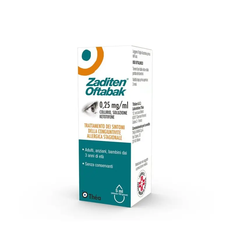 Artigianale Zaditen Oftabak Collirio 0,025% per Occhi Allergici ed Arrossati 5ml