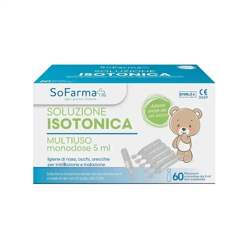 Soluzione salina 0,9% per igiene nasale, oculare e ferite 60 flaconcini monodose da 5ml All’Ingrosso