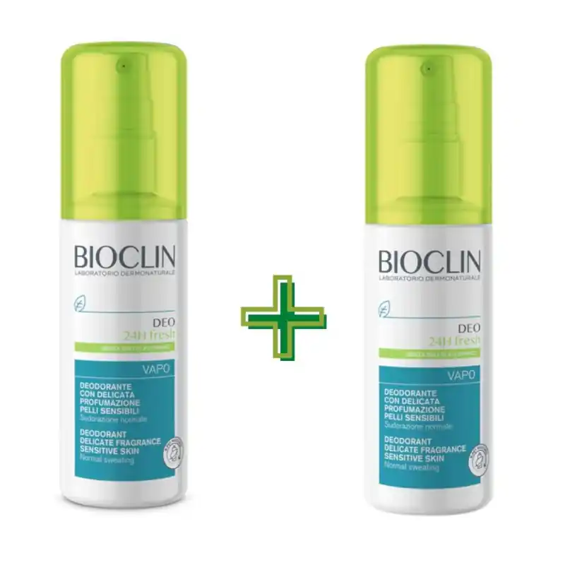 Bioclin Deodorante 24h Vapo Fresh per Protezione e Freschezza 2 Flaconi Spray da 100ml Migliore Qualità