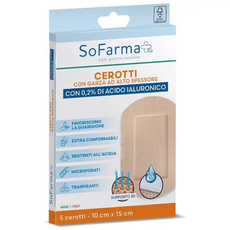 Spedizione Gratuita Cerotti Cicatrizzanti Sofarmapiù per Guarigione Ferite 10x15 cm 5 Pezzi