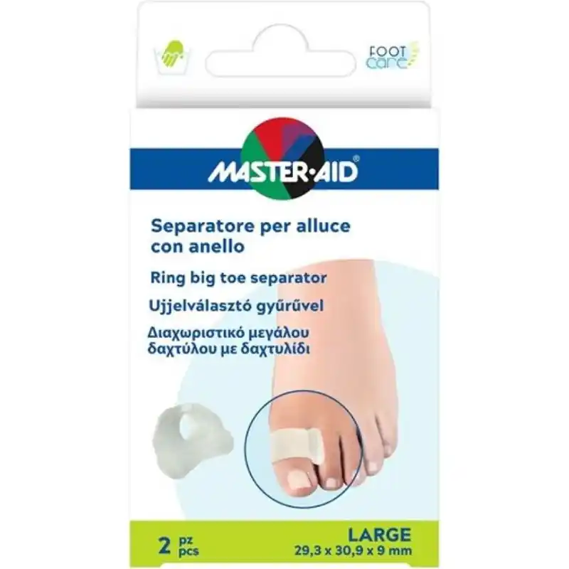 Non Perdere Separatore Alluce Master-aid Footcare per Sollievo Alluce Valgo 2 Pezzi Large