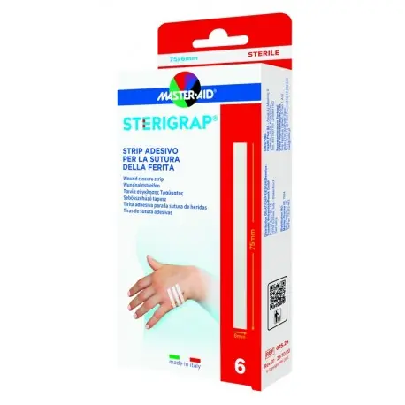 Top Qualità Master-Aid Sterigrap Strip Adesivo Sutura Ferite 75x6 mm 6 Pezzi