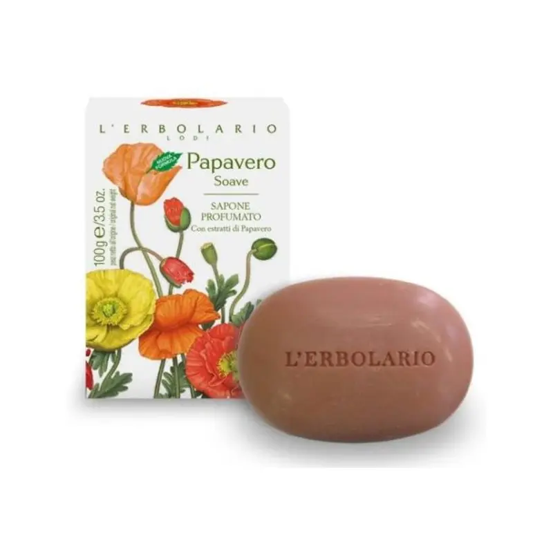 Fatto A Mano L'Erbolario Papavero Soave Sapone Detergente Delicato per Pelli Sensibili 100 g