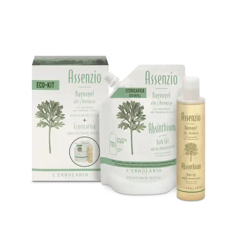 L'Erbolario Assenzio Eco Kit Bagnogel Detergente Corpo 250ml + Ricarica 500ml Offerta