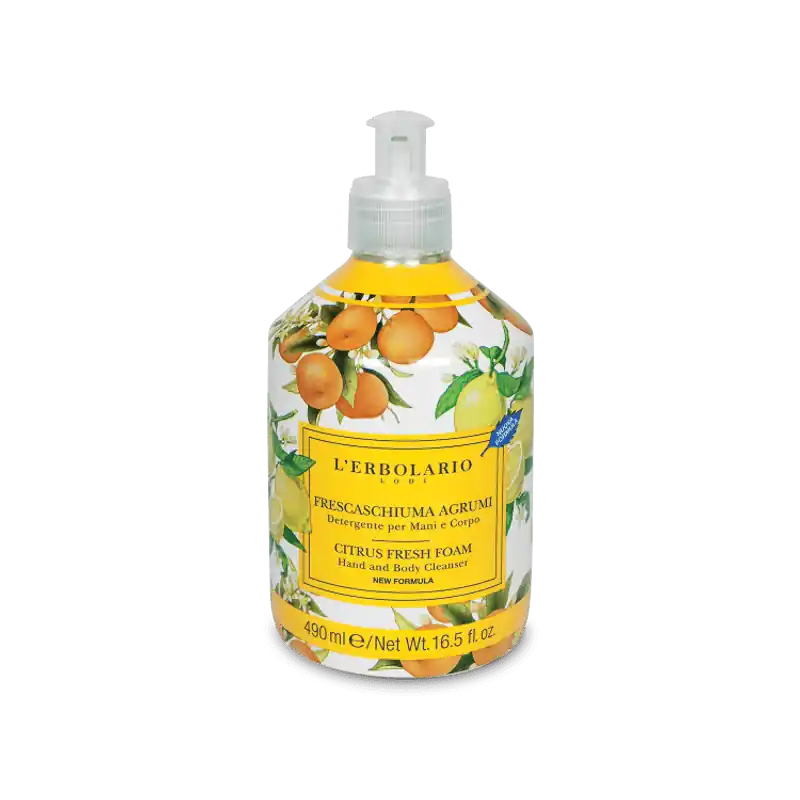 Fatto A Mano L'Erbolario Frescaschiuma Agrumi Detergente Mani & Corpo per Pelle Delicata 490ml