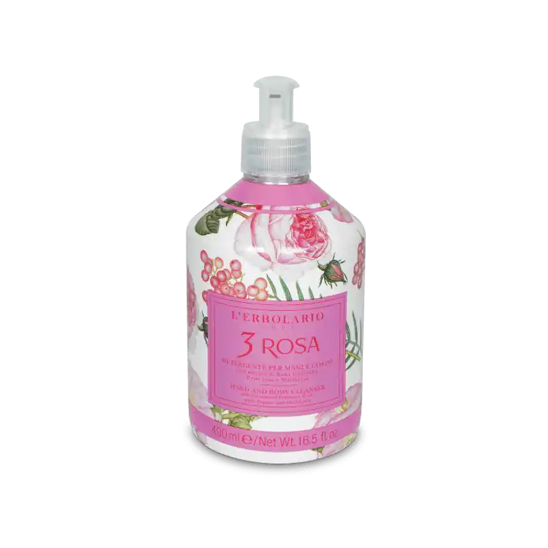 L'Erbolario 3 Rosa Detergente Mani & Corpo per Detersione Delicata 490 ml In Voga