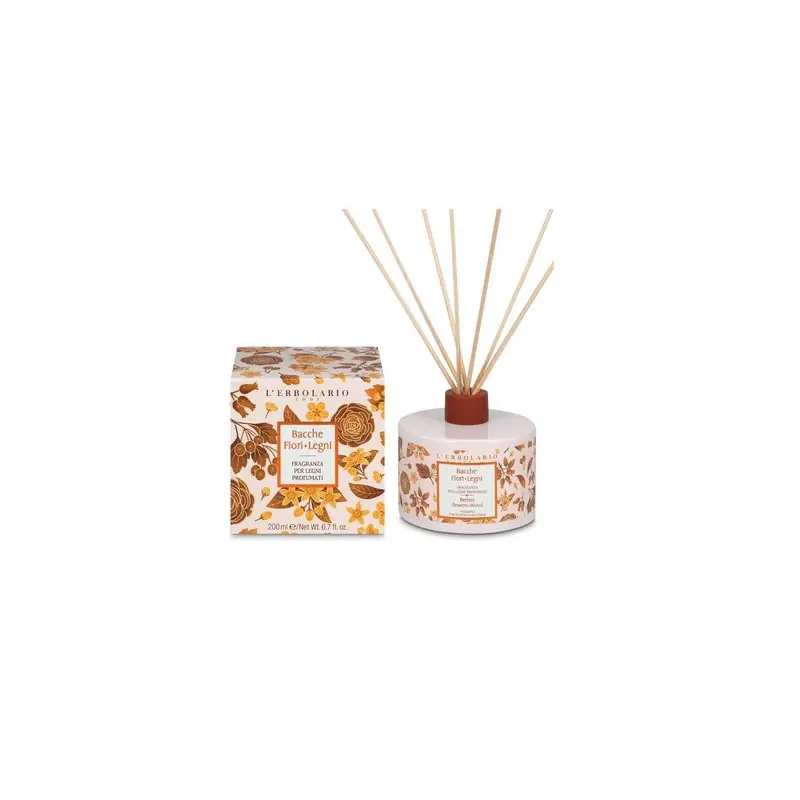 Economico L'Erbolario Bacche Fiori Legni Fragranze per Ambienti 200ml con Bastoncini - Profumazione Naturale e Duratura