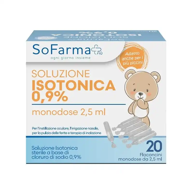 Soluzione Salina 0,9% per Igiene Naso, Occhi e Orecchie 20 Flaconcini Monodose da 2,5ml Prezzo Scontato