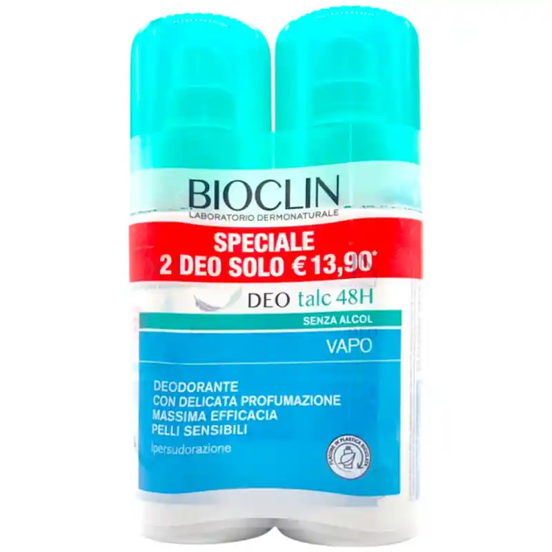 Bioclin Deo Talc 48h Vapo Deodorante per Ipersudorazione 2 Pezzi da 100ml Ultimissimo Modello