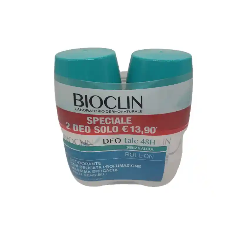 Bioclin Deo Talc Deodorante 48h Roll-On per Ipersudorazione 2 Pezzi 50ml Esclusivo